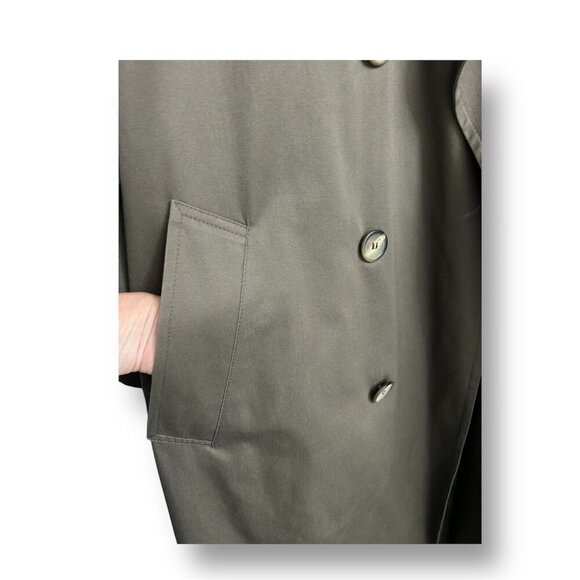 London Fog 40 Regular Khaki Belted Trench Coat Double Breasted Vintage USA - Picture 8 of 12